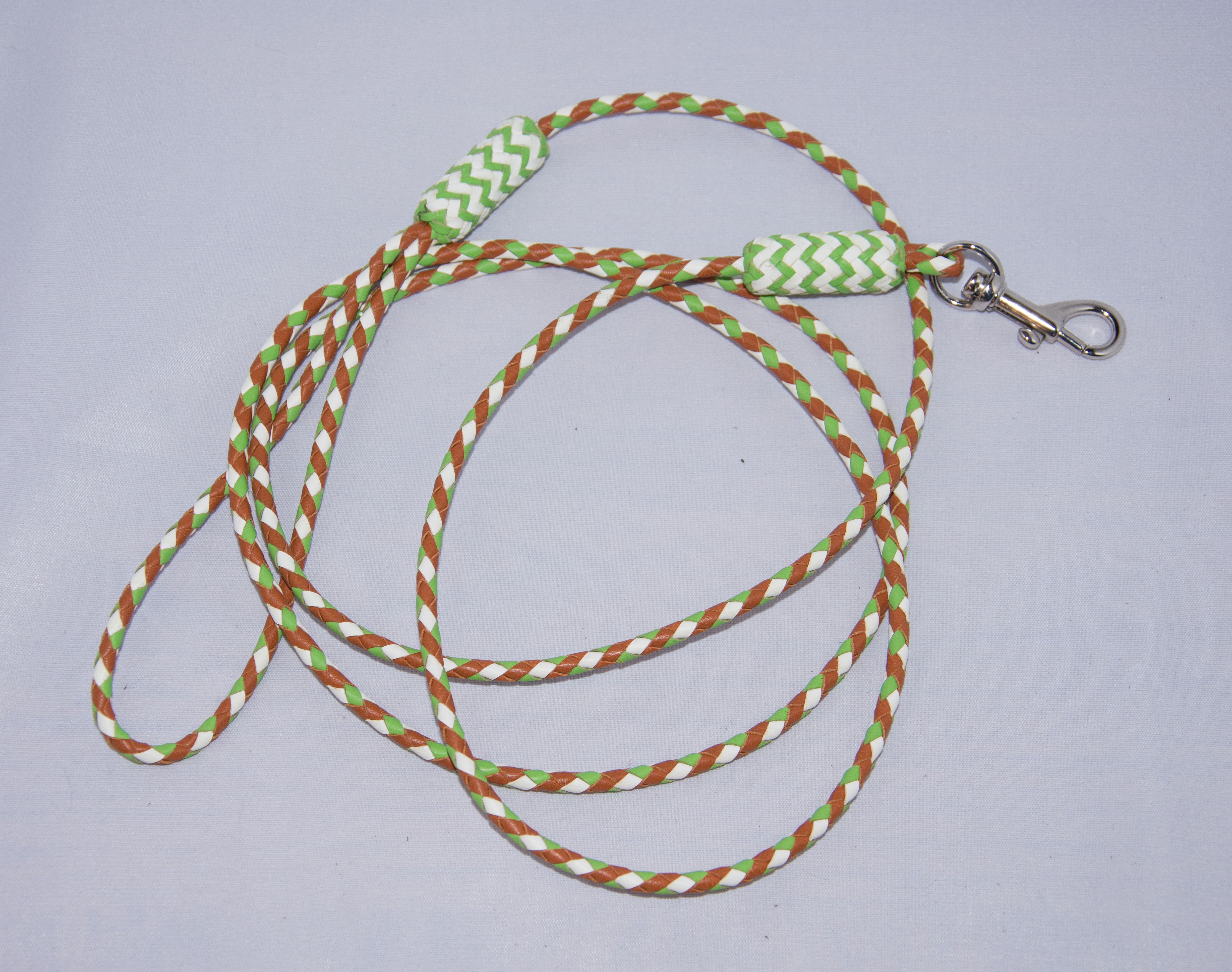  4 strands - saddle tan, lime and white 