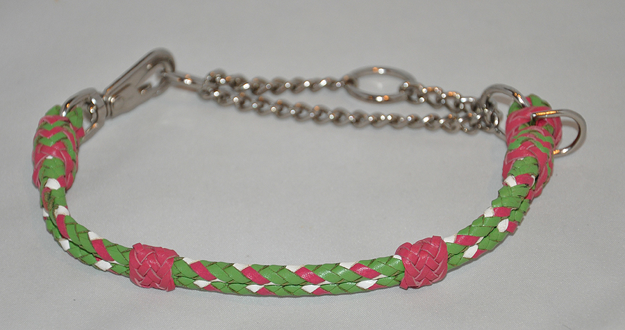  Double 6 strand - lime, hot pink and white 